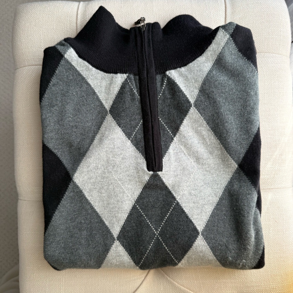 Tasso Elba Men's Argyle Quarter Zip Sweater